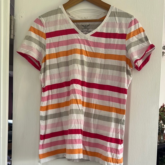 Striped V-Neck T-Shirt - Picture 1 of 3